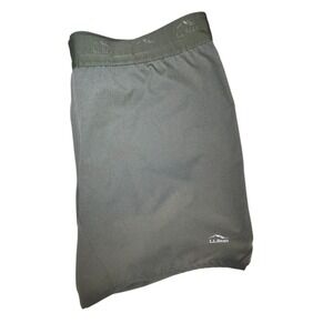 L.L.Bean Mens XL Multisport Training Shorts 7" Short Elastic Pull‎ On Zip Pocket
